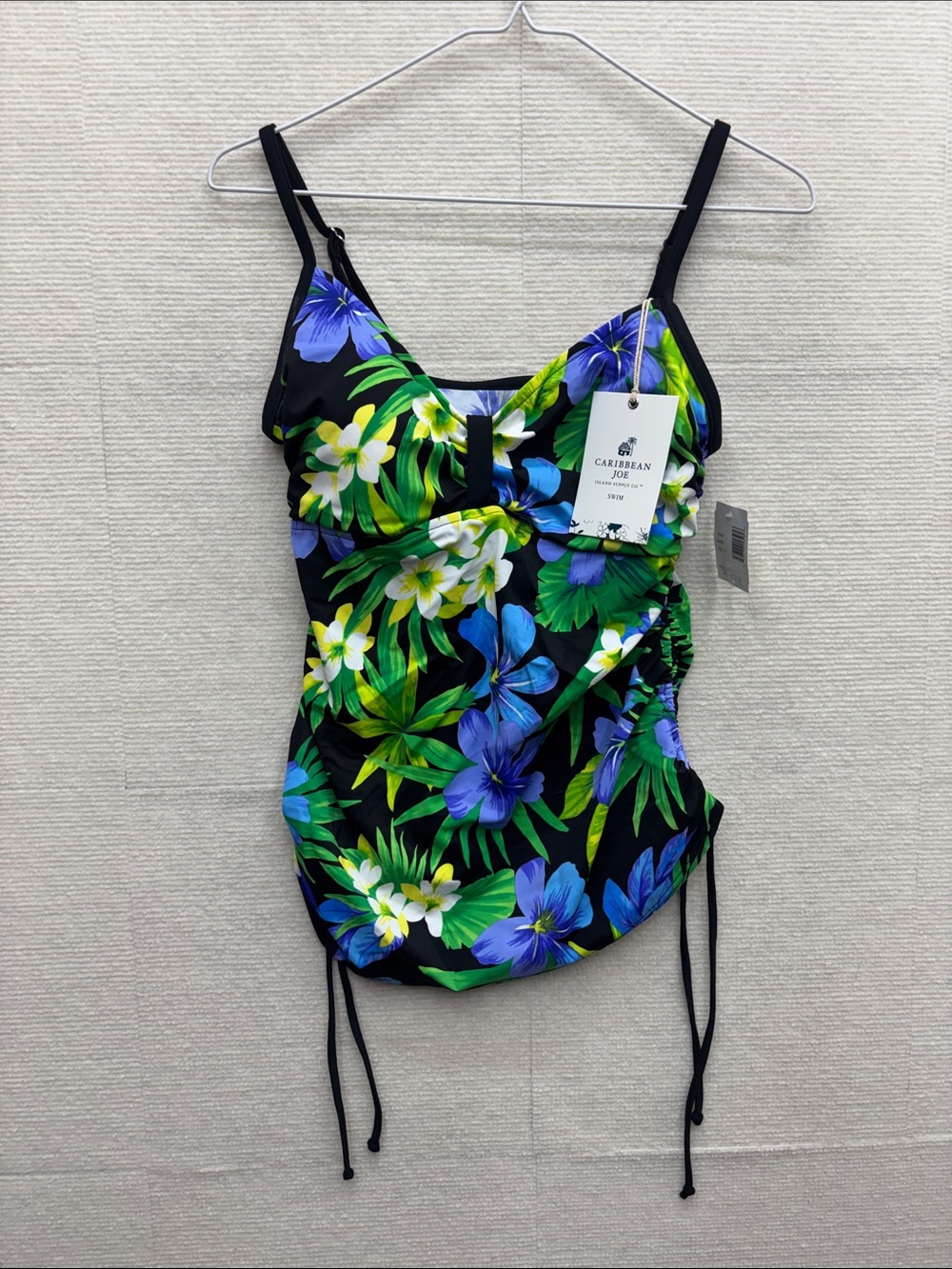 New Caribbean Joe | Black Floral tankini top 12 Swimsuit
